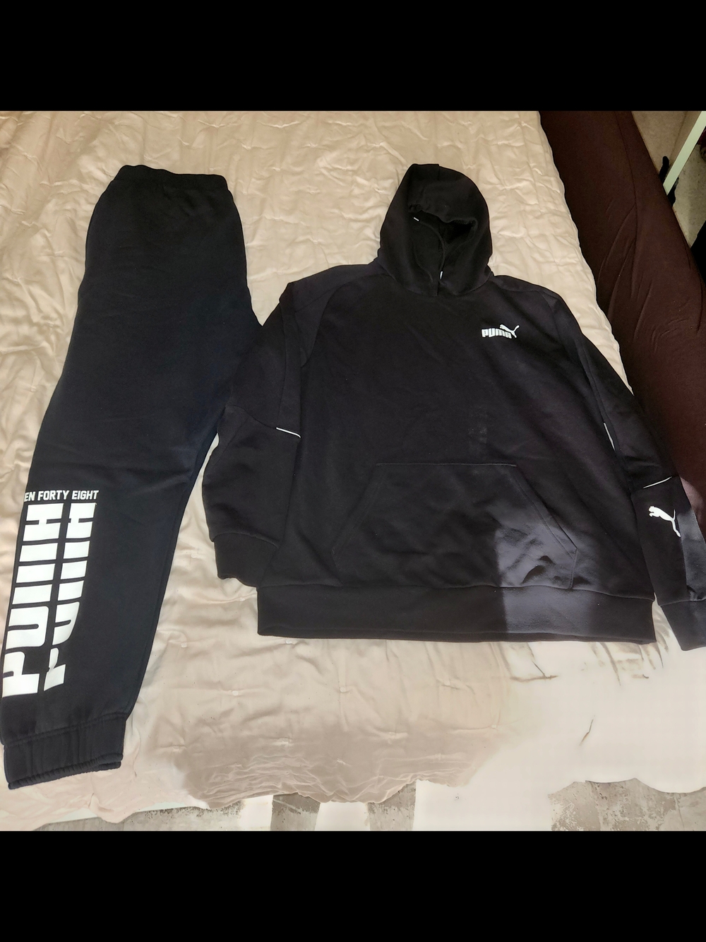 PUMA Black 2-Piece Sweatsuit Set Hoodie & Joggers - Authentic - Sz XL - NWOT